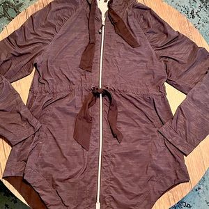 Lulu Lemon zip up light jacket with tie waist and large hood